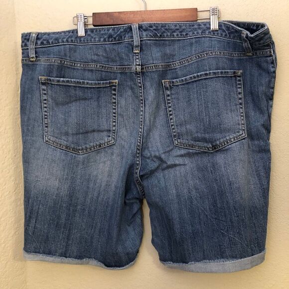 90s Style Torn Bermuda Ava & Viv Jean Shorts Cuffed Raw Hem - Picture 2 of 7
